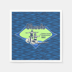 Tandem Surfing Hawaiian Vintage Surf Design Napkin