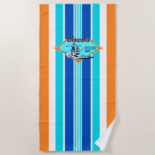 Tandem Surfing Hawaiian Vintage Surf - Orange Beach Towel