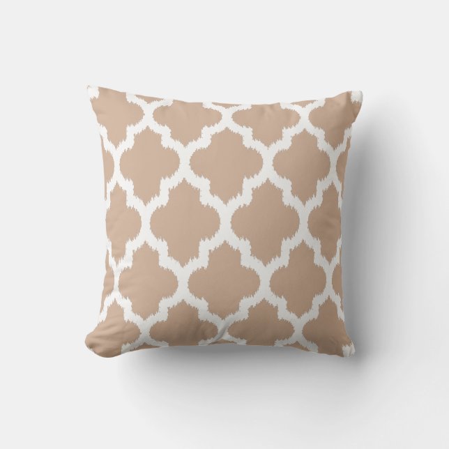 Tane And White Reversible Quatrefoil Pattern Cushion (Front)