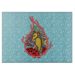 Tanga the Seahorse Glass Cutting Board