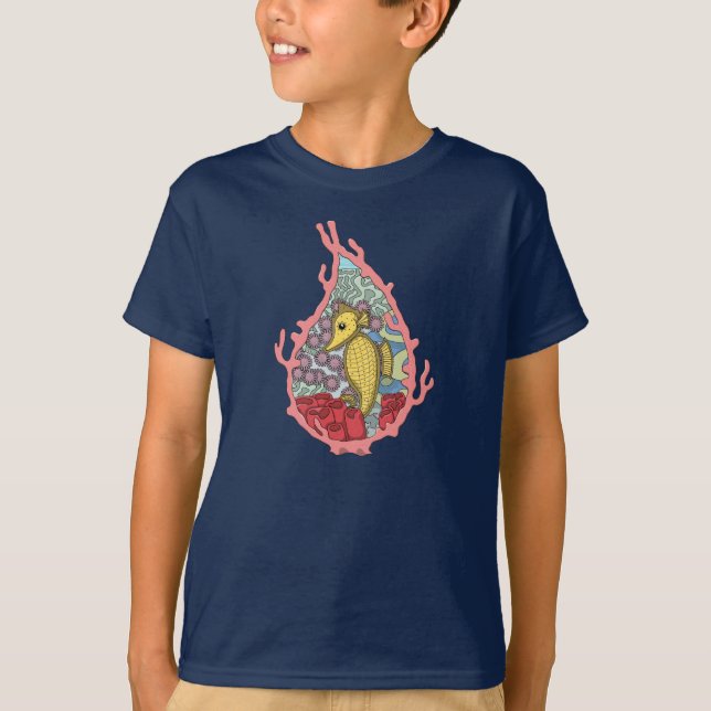 Tanga the Seahorse Kid's and Baby Dark Shirt (Front)