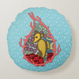 Tanga the Seahorse Round Pillow