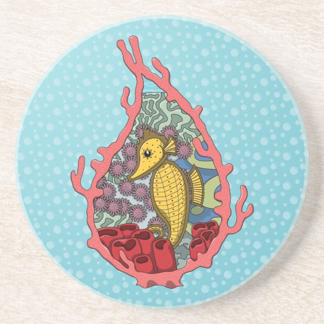 Tanga the Seahorse Sandstone Coaster (Front)