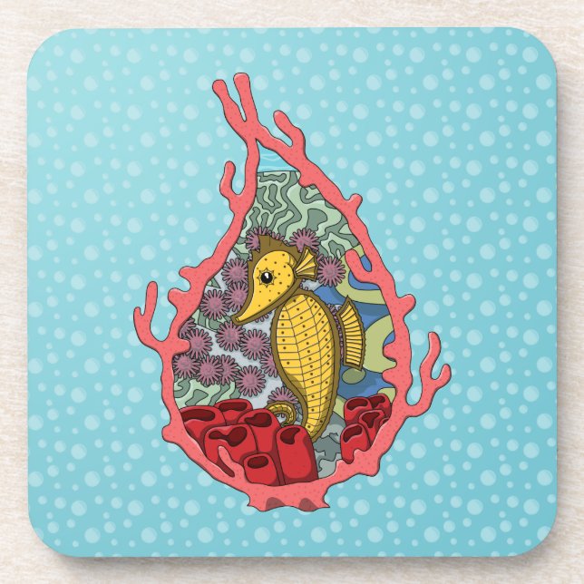 Tanga the Seahorse Square Coaster (Front)