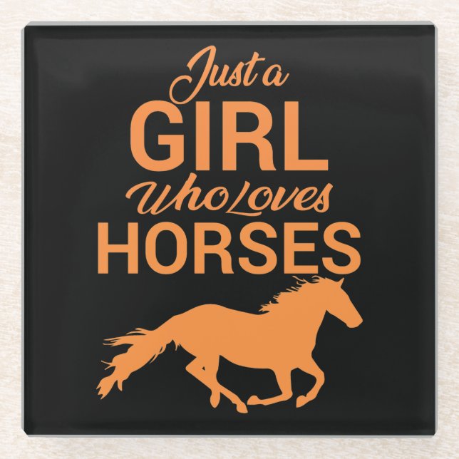 Tangerine A Girl Who Loves Horses   Glass Coaster (Front)