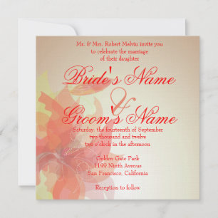Tangerine Abstract Floral Invitation