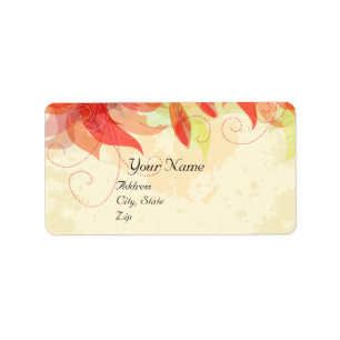 Tangerine Abstract Floral Label