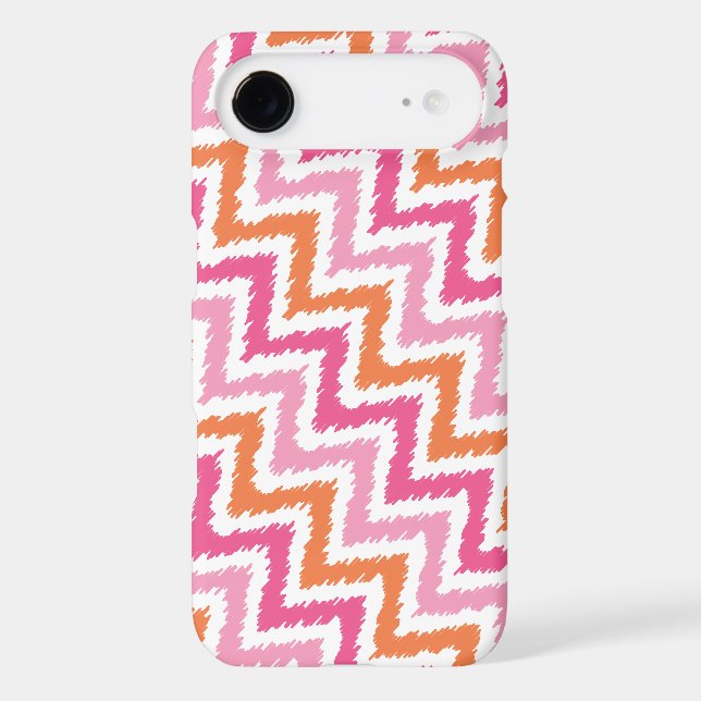 Tangerine and Pink Diagonal Zigzag Ikat Pattern Case-Mate iPhone Case (Back)