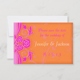 Tangerine and Pink Roses Wedding Save the Date