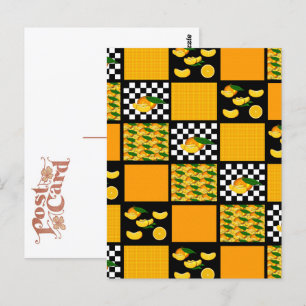 Tangerine and Plaid Patchwork Postcard