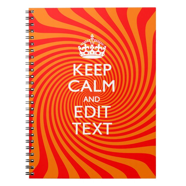 Tangerine and Red Swirl Decor for Your Keep Calm Notebook (Front)