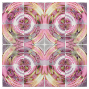 Tangerine and Rose Abstract Collage Fabric
