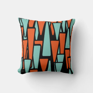 Tangerine and Turquoise Pillow Abstract Design