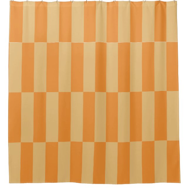 Tangerine and Wheatberry Striped Pattern Design Shower Curtain (Front)