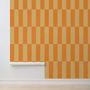 Tangerine and Wheatberry Striped Pattern Design Wallpaper