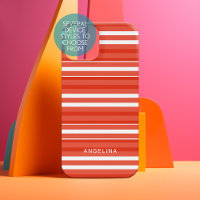 Tangerine and White Striped Pattern Custom Name