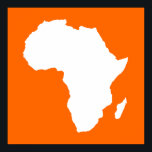 Tangerine Audacious Africa Poster<br><div class="desc">Africa map outline in white with contrasting colours in Emporio Moffa's "Safari" palette inspired by the daring adventurousness and wilderness of the continent.</div>
