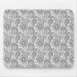 Tangerine Black Paisley Mouse Mat