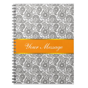 Tangerine Black Paisley Notebook
