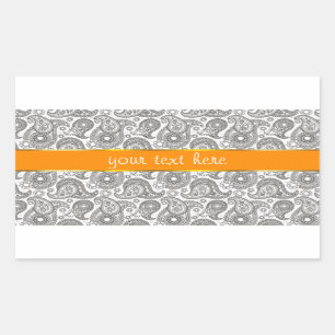 Tangerine Black Paisley Rectangular Sticker