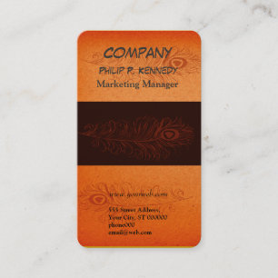 Tangerine Black Peacock Feathers Cute  Plumage Business Card