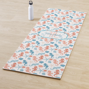 Tangerine Blue Nautical Monogram Yoga Mat