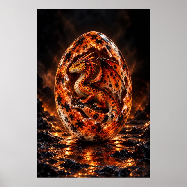 Tangerine Caldera Dragon Egg Poster (Front)