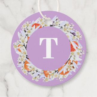 Tangerine Citrus Blooming Branches Wreath Floral Favour Tags