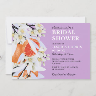 Tangerine Citrus Blooming Branches Wreath Floral Invitation