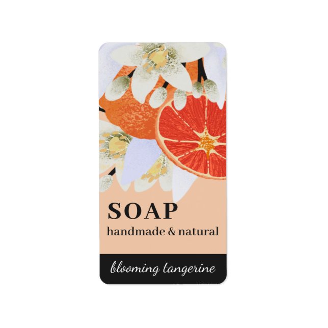 Tangerine Citrus Floral Handmade Botanical Orange Label (Front)