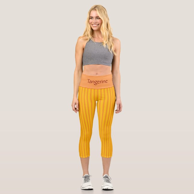 "TANGERINE" - CUSTOM HIGH-WAISTED CAPRI LEGGINGS (Front)