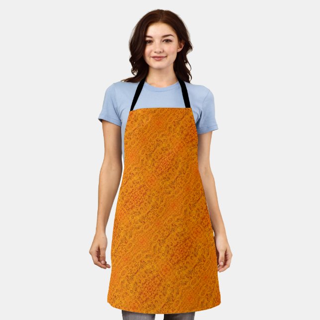 Tangerine Daisies  Apron (Worn)