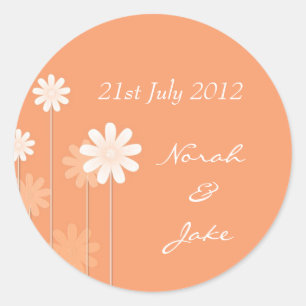 Tangerine Daisy Wedding Envelope Seal