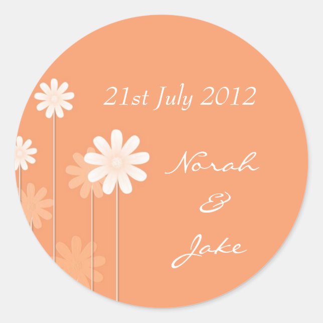 Tangerine Daisy Wedding Envelope Seal (Front)