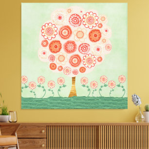 Tangerine Dream Tree Mixed Media Poster Print Art