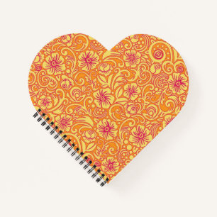 Tangerine Floral Dream Pattern Notebook
