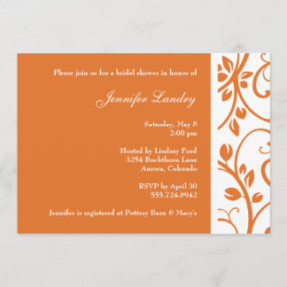 Tangerine Floral Vine Bridal Shower Invitation