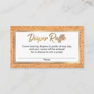 Tangerine Gold Confetti Diaper Raffle Ticket Cards