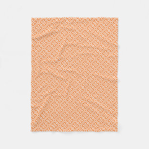 Tangerine Greek Key Pattern Fleece Blanket