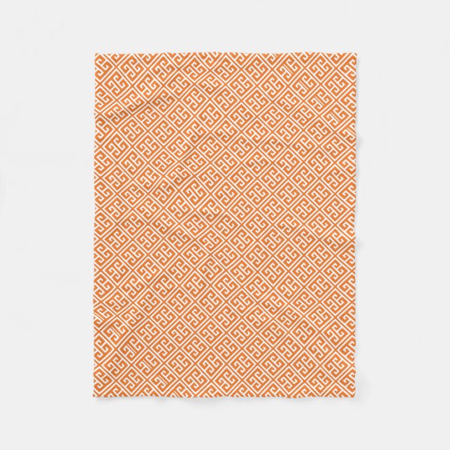 Tangerine Greek Key Pattern Fleece Blanket (Front)