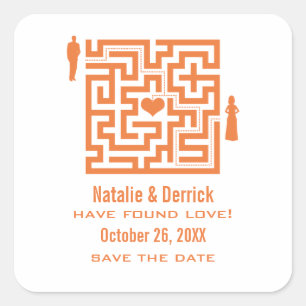 Tangerine Love Maze Save the Date Stickers