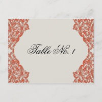 Tangerine Mocha Vintage Silhouette Table Number