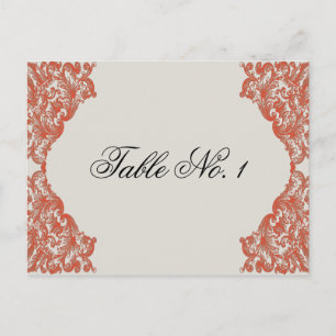 Tangerine Mocha Vintage Silhouette Table Number Postcard