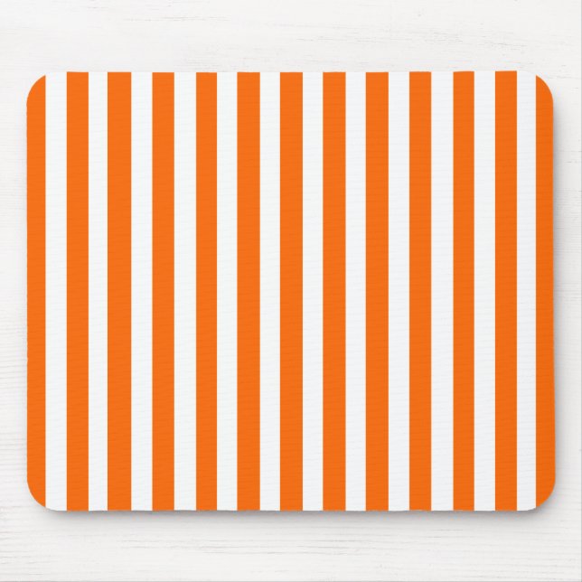 Tangerine Modern Stripe Mouse Mat (Front)