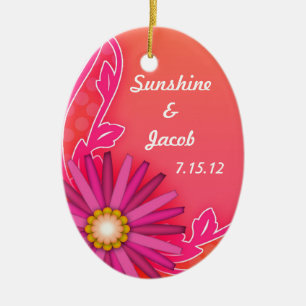 Tangerine Orange and Pink Summer Wedding Ceramic Tree Decoration