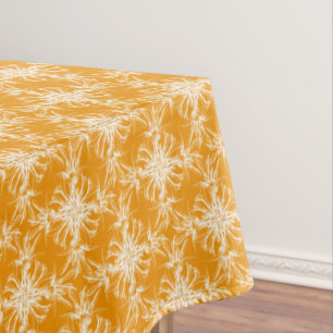 Tangerine Orange and White Floral Damask Tablecloth