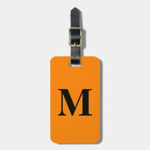 Tangerine Orange Black Monograms Name Gift 2024 Luggage Tag