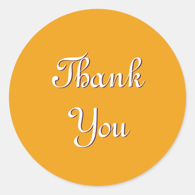 Tangerine Orange Bright Thank You Classic Round Sticker (Front)