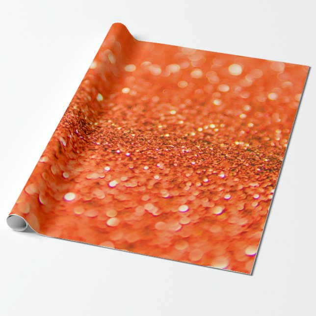 Tangerine Orange Glitter Design   Wrapping Paper (Unrolled)