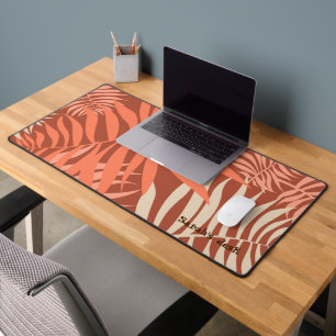 Tangerine Orange Leaves Desk Mat